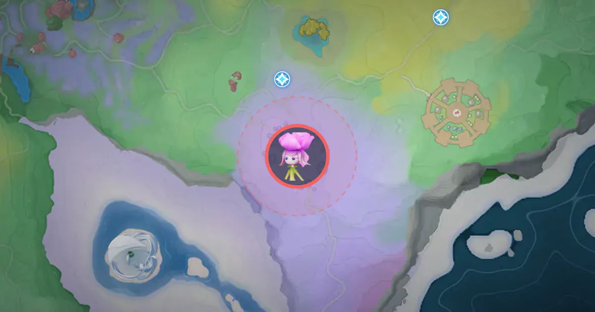 Alpha Irisal’s location on the Idyll map, in Sea of Flowers