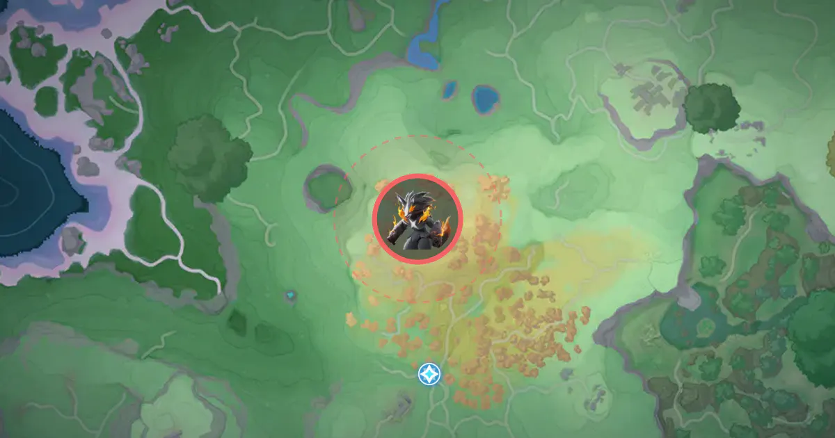 Alpha Scorchhowl’s location on the Idyll map, in Beast Fang Ridge