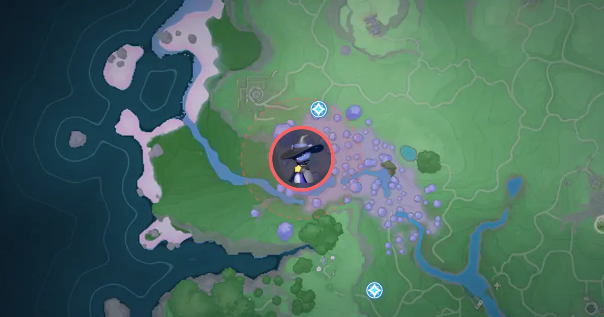 Alpha Stellarys’s location on the Idyll map, in Forest of Falling Stars